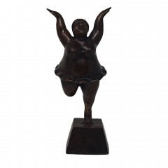 BRONZ BALLET LADY ON STAND WIDE ARM - STATUES